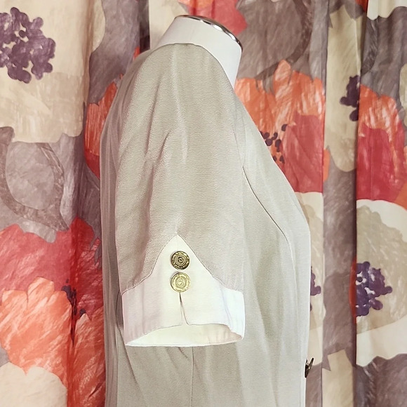 Vintage Danny & Nicole Tan & White Double-Breasted Jacket Dress – Size 8 - Picture 6 of 9